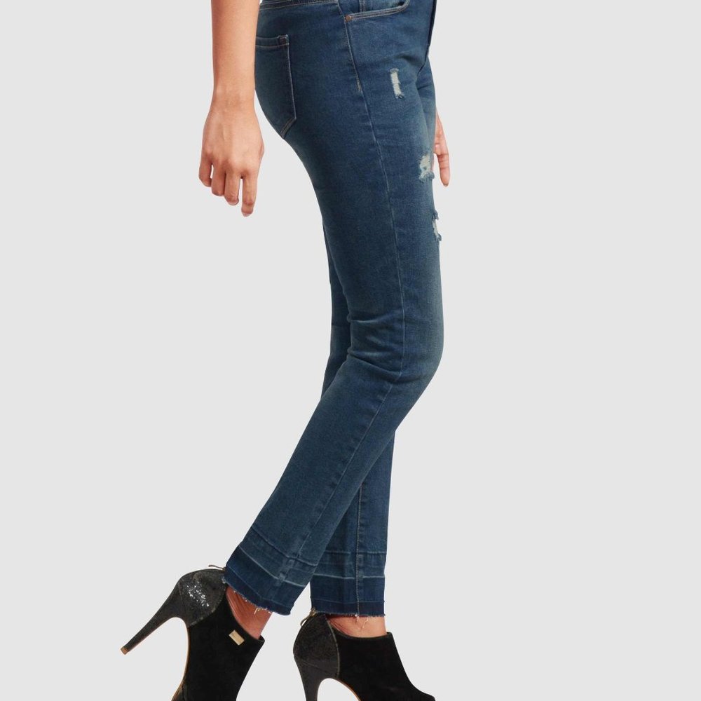 OLGYN Women’s Stretch Medium Blue Denim Ankle Pant - Picture 3 of 5